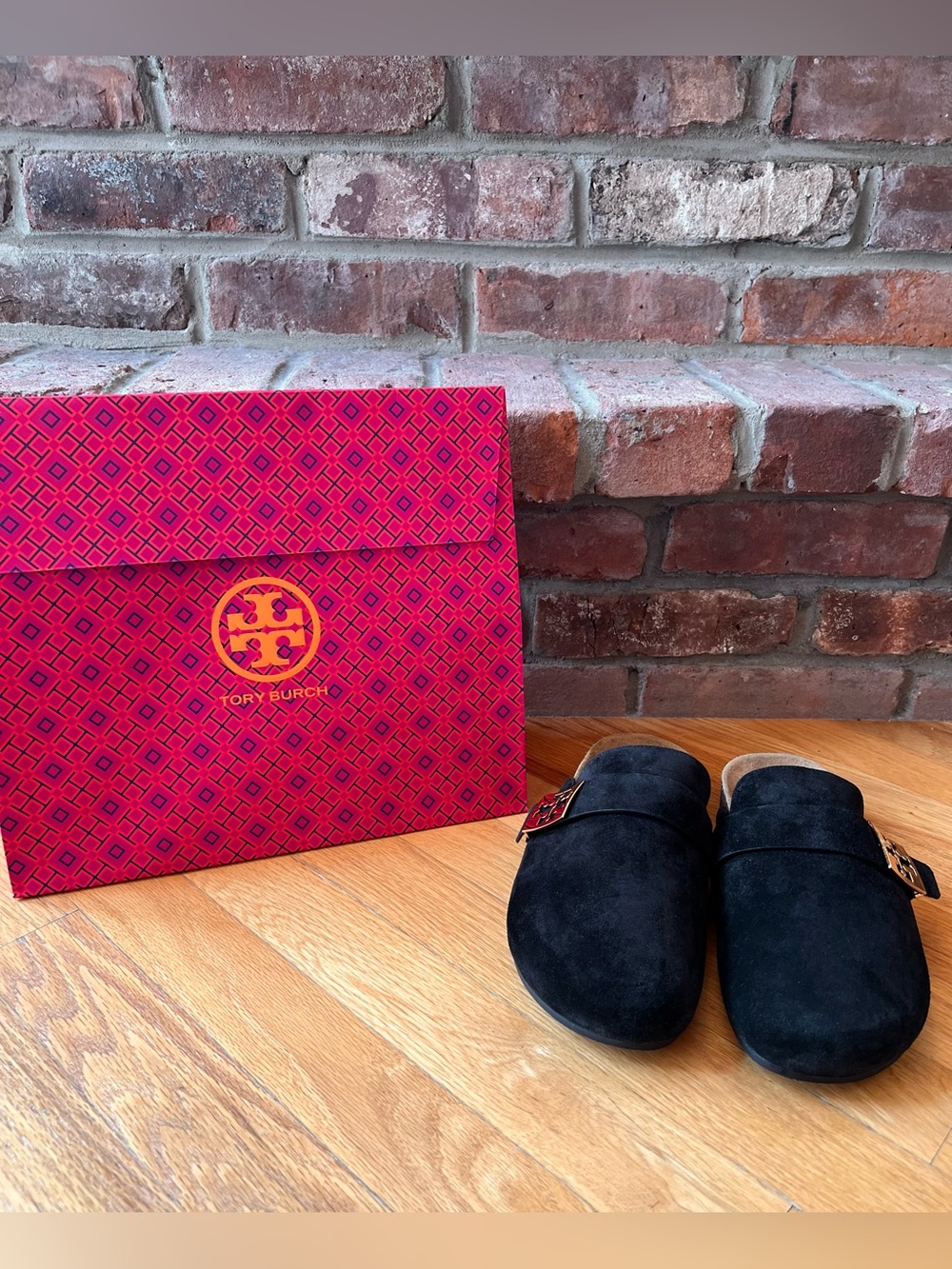 Tory Burch Perfect Black Suede Mellow Mules Clogs